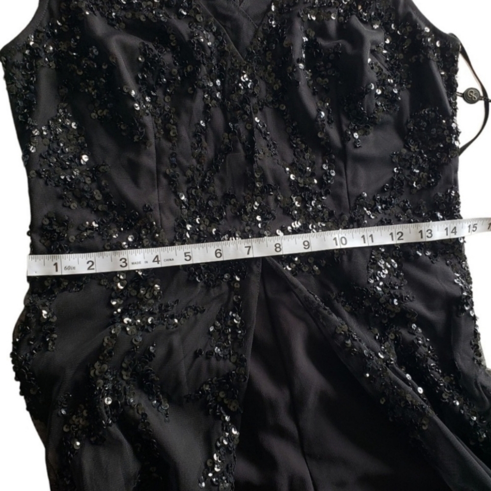 🔥NWT Adrianna Papell Beaded Georgette Jumpsuit, Black, Size 6 - Picture 12 of 16